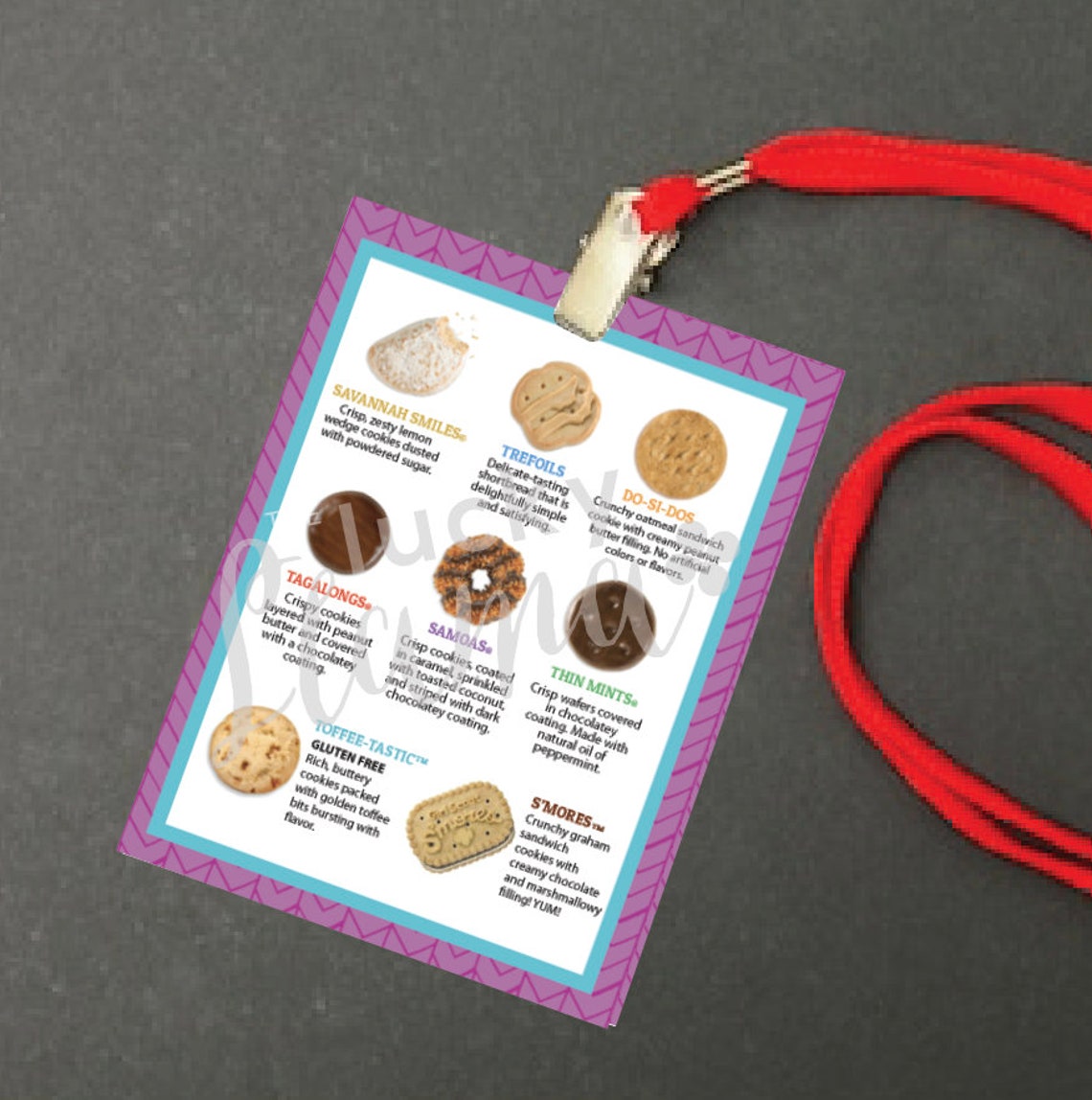 LBB Girl Scout Cookie lanyard with descriptions Printable Etsy