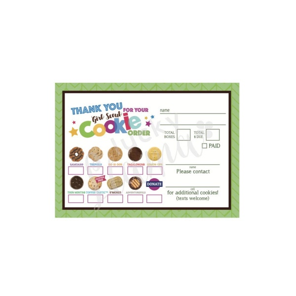 Printable Girl Scout Cookie Receipt - Etsy