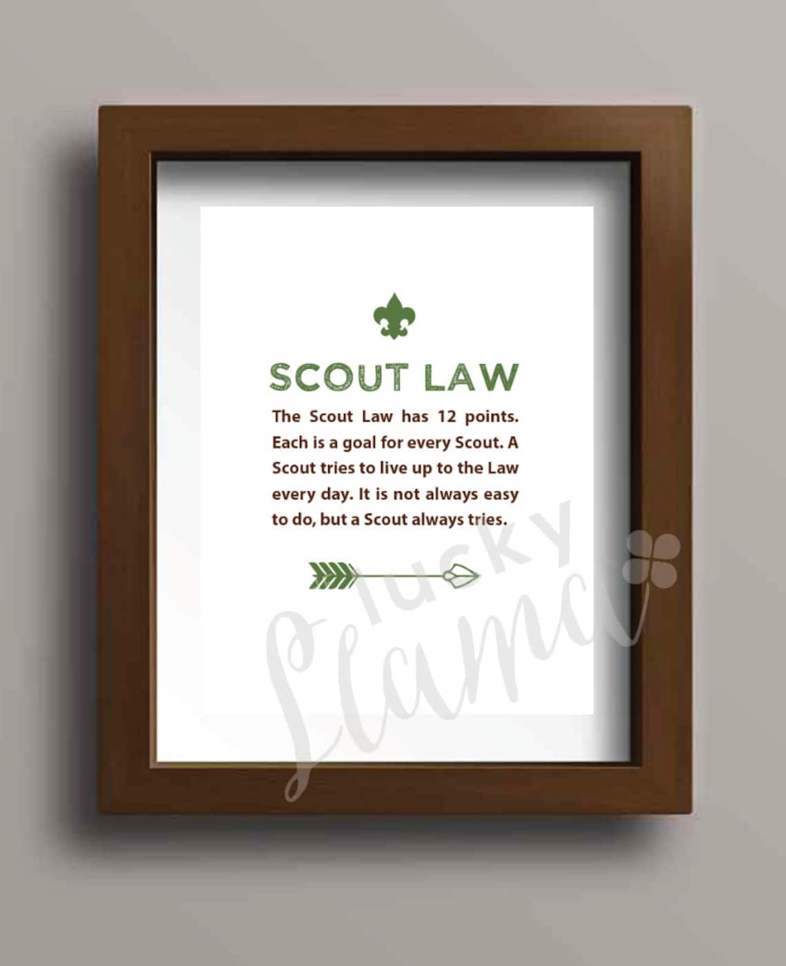 Boy scout oath and law printable sign instant download etsy