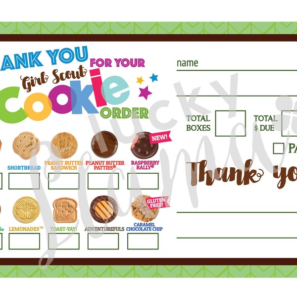 Girl Scout Cookie Order Form - Etsy