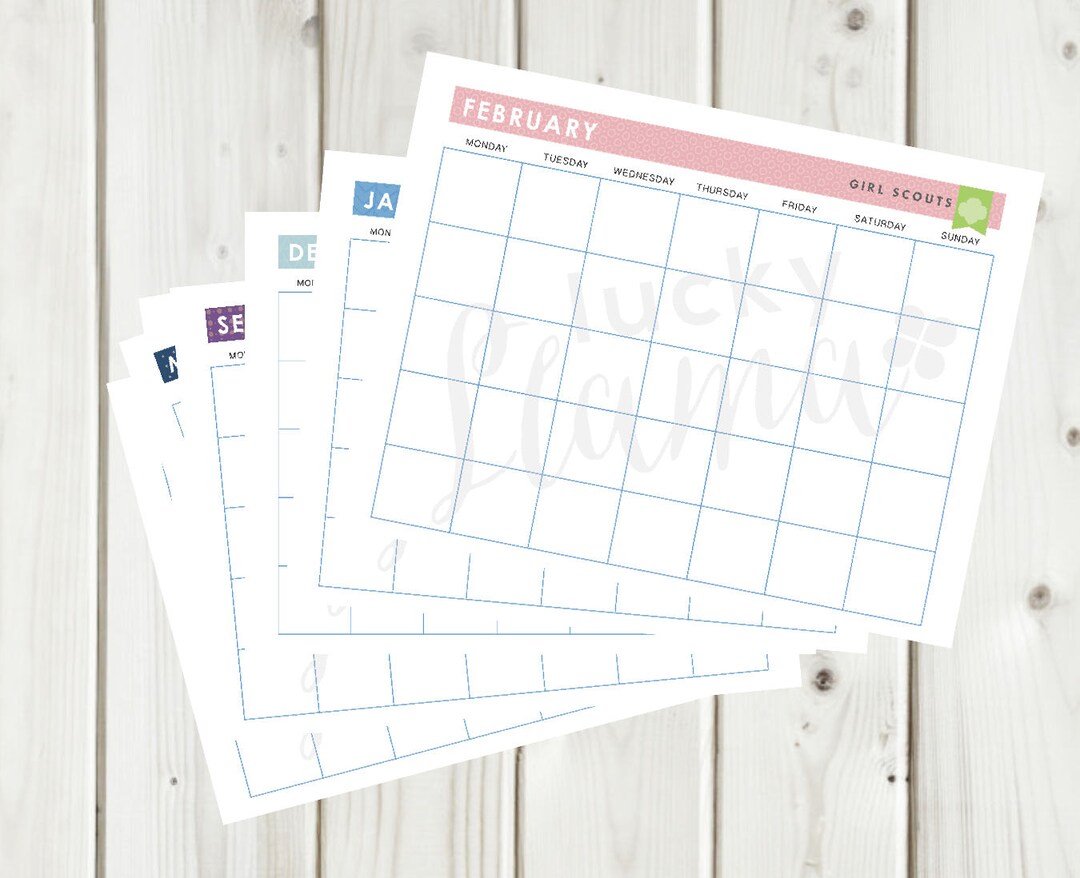 Printable Girl Scout Monthly Calendar - Etsy