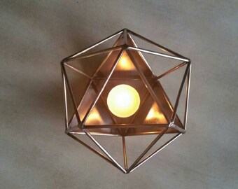 TIG welded Icosahedron candle holder.