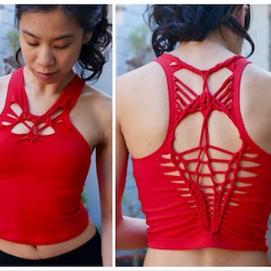 HEILIGES HERZ Top | Sexy Yoga Tank Top | Geflochtenes Festival Shirt | Hoop Dance Crop Top | Tribal Pixie Kleidung Frauen