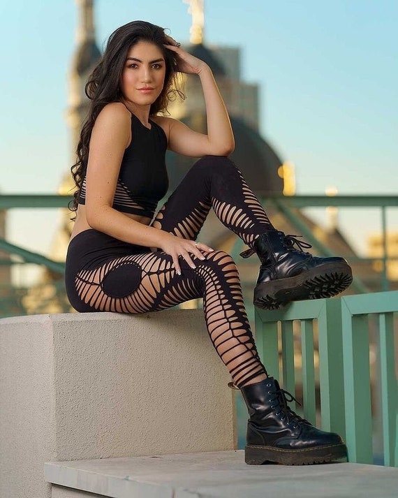 THALIA Leggings Cut up Slitweave Leggings Yoga Leggings Burning Man Festival Leggings Etsy