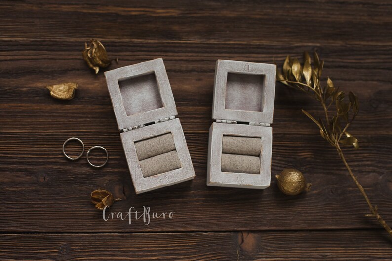 Ring Box Set of 2 Wood Ring Box Rustic Ring Box Engagement Etsy