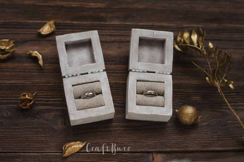 Ring Box Set of 2 Wood Ring Box Rustic Ring Box Engagement Etsy