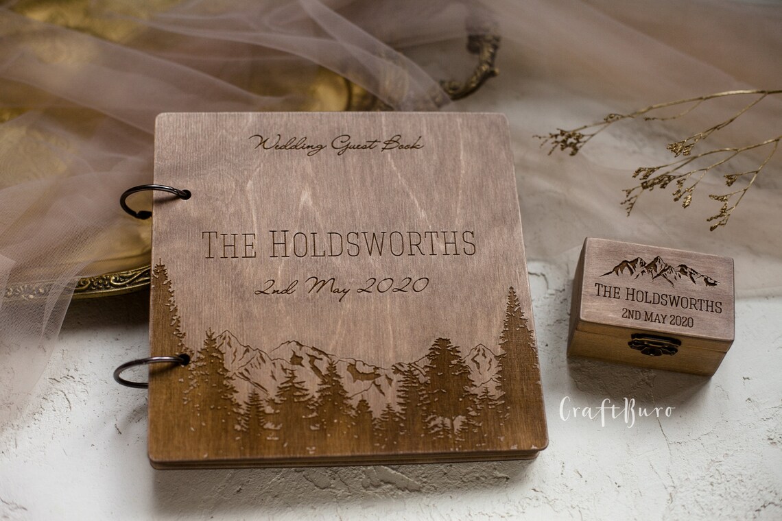 Mountain Wedding Ring Box Rustic I DO Ring Bearer Box Etsy