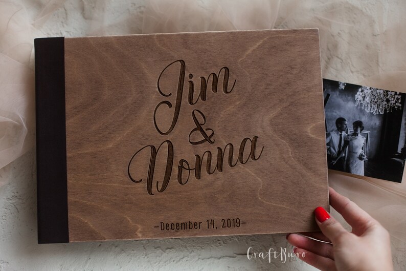 Wedding guest book Rustic wedding guestbook wood Landscape Etsy