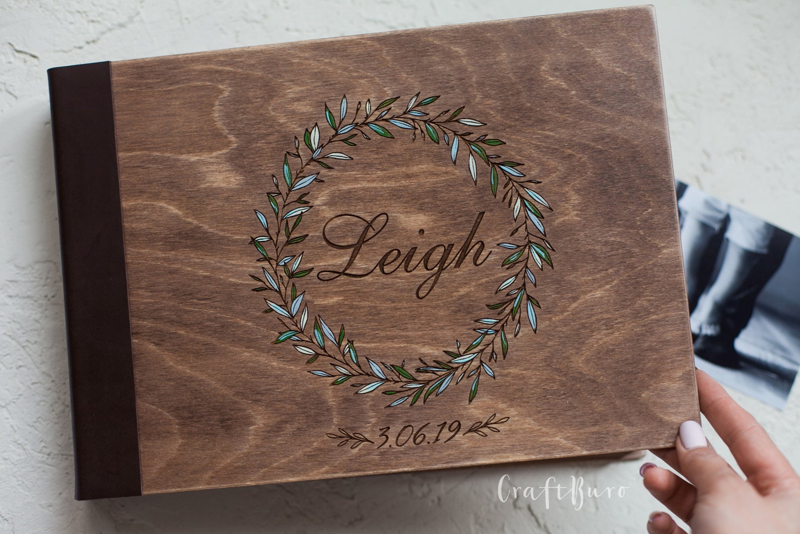 Baby Photo Album Personalized Baby Album Rustic Book Girl Etsy