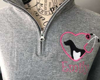 Personalized Vet Tech Sweatshirt, Embroidered Veterinarian Gift