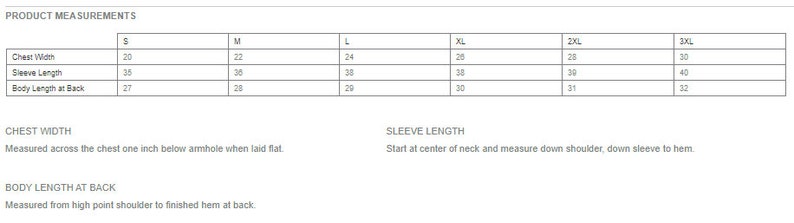 May include: A white chart displays product measurements for clothing. The chart includes chest width, sleeve length, and body length at back, with sizes ranging from S to 3XL. Measurement instructions are also provided.