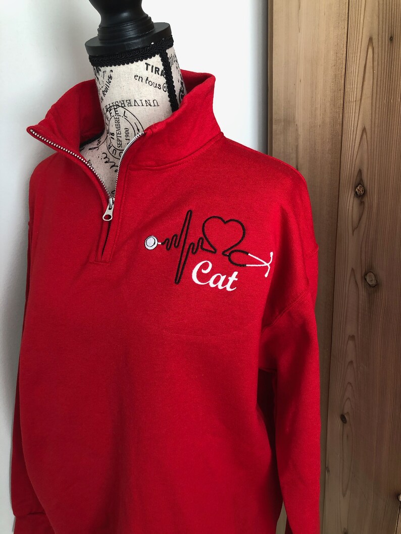 Nurse Heart Stethoscope Monogram Quarter Zip Pullover Nurse Etsy