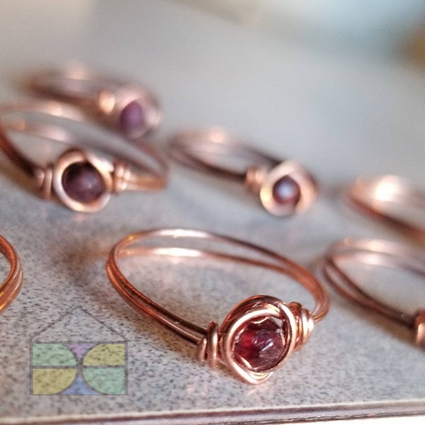 Mini garnet ring garnet mini ring garnet stackable ring red garnet stackable ring mini stackable ring garnet copper ring LiveArtStudios