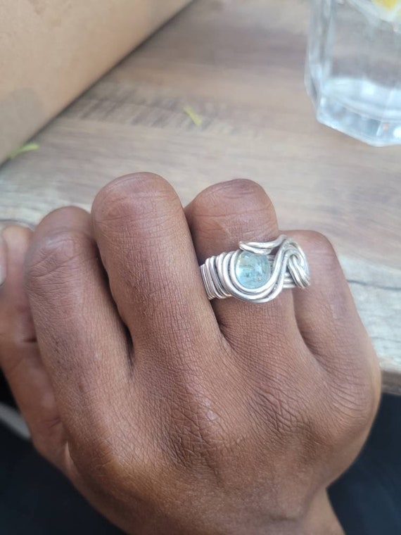 Argentium Silver Ring with Aquamarine Gemstone Aquamarine Ring Jewellery Rings Statement Rings 