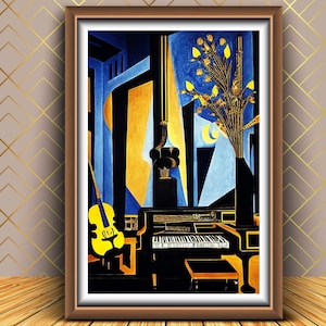 Cubism Piano Art Print: Modern Home Decor (Digital Download)