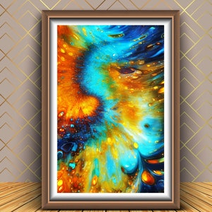 Abstracte kunstafdruk: nr. 14 kleurrijk huisdecor (digitale download)