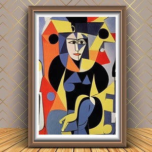 Cubism Art Printable: Abstract Woman Portrait (Digital Download)