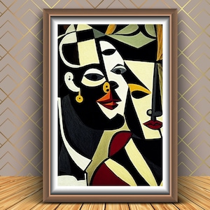 Cubism Art Print: Abstract Faces, Modern Home Decor (Digital Download)