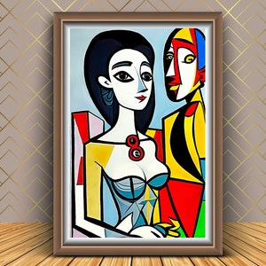 Cubism Art Print: Abstract Couple Portrait (Digital Download)