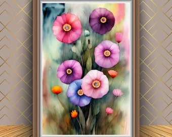 Watercolor Flowers Art Print: Floral Home Decor (Digital Download)