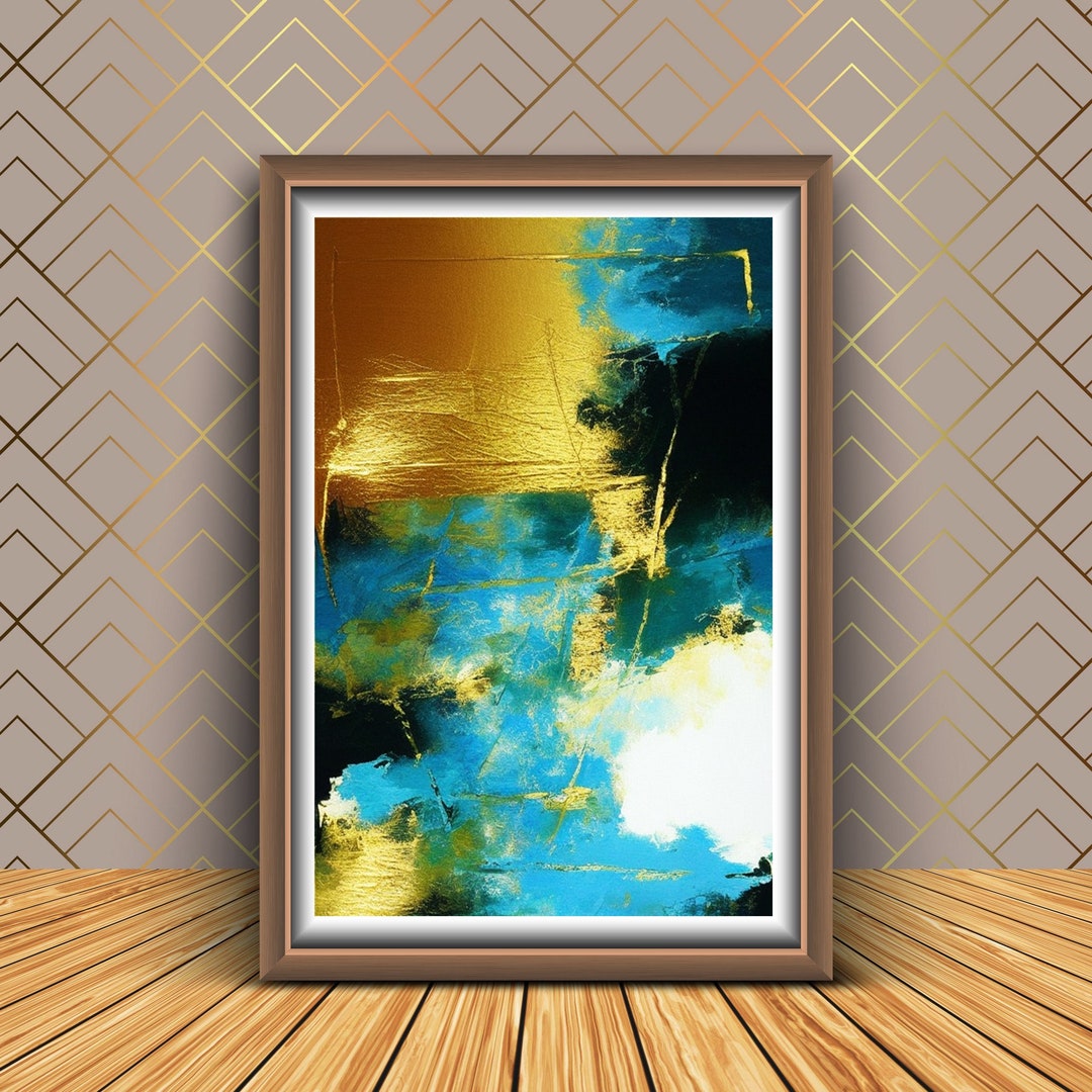 Abstract Gold & Teal Art Print: Modern Home Decor (digital Download) - Etsy