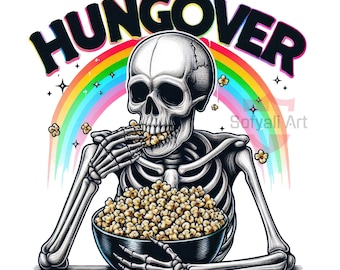 Hungover Skeleton PNG: Skull Sublimation Design (Digital Download)