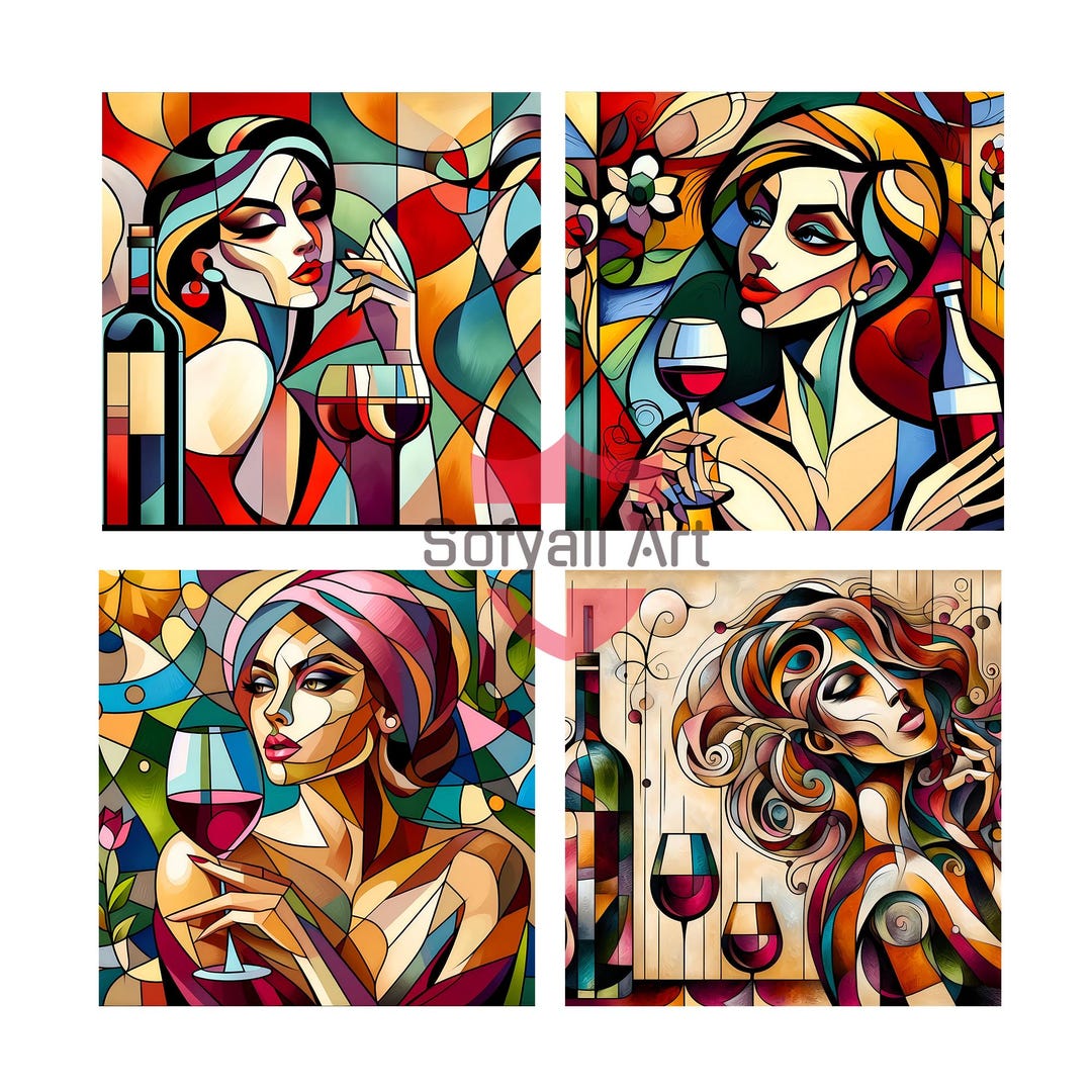 Cubism Wall Art | Wine & Women Part 6 | Printable 4 JPG | Sublimation ...