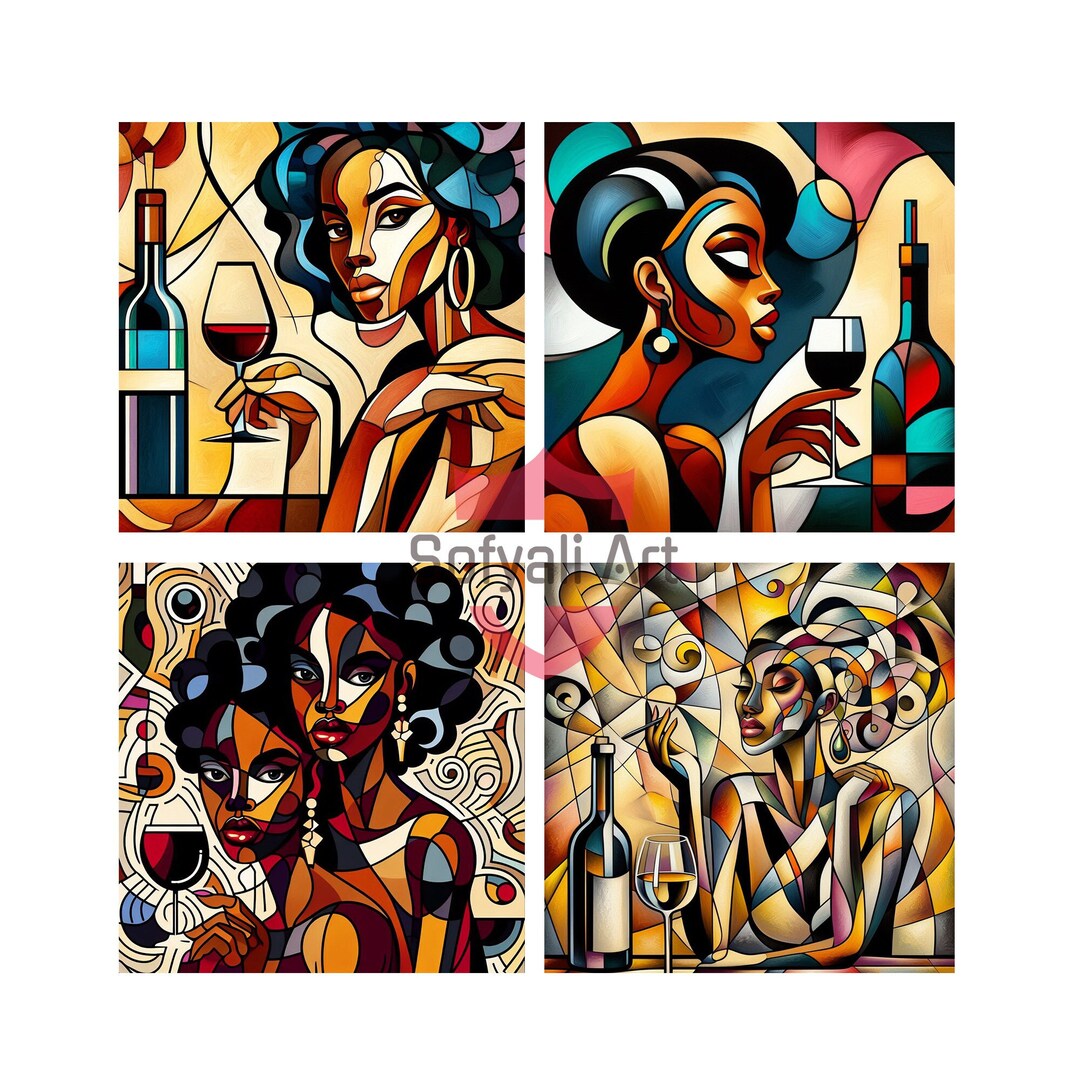 Cubism Wall Art, Wine & Women Part 2 ,printable 4 JPG ,sublimation ...