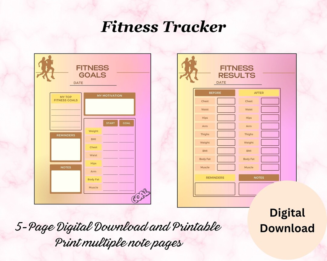 Fitness and Health Planner. Record Fitness Progress. Daily Calorie