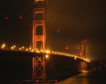 Golden Gate Bridge | San Francisco | California Night Life | Wall Art | West Coast | Canvas | Metal | HD Prints | Home Office Decor |