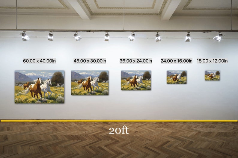 Free Spirits Horse Painting Wildlife Nature Golden Flowers Romantic