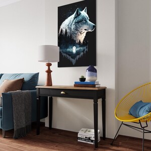 Wolf in the Night: Northern Lights Native American Double Exposure, Modern Nature Print image 8