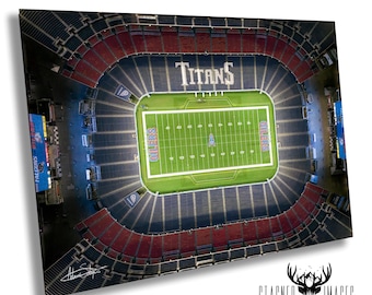 Nissan Stadium Illuminated: NFL Sports Memorabilia Prints Tennessee Titans Print