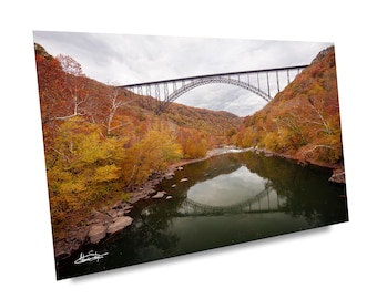New River Bridge Reflection: West Virginia National Park Prints