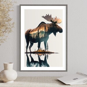 Moose Double Exposure Wall Art