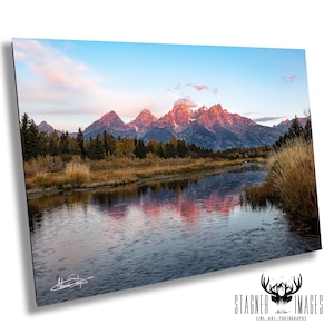 Schwabacher Landung Alpenglühn | Grand Teton Nationalpark | Wyoming Drucke | Gebirge | Keilrahmen | Metall | Western Landschaft | Wohndekor