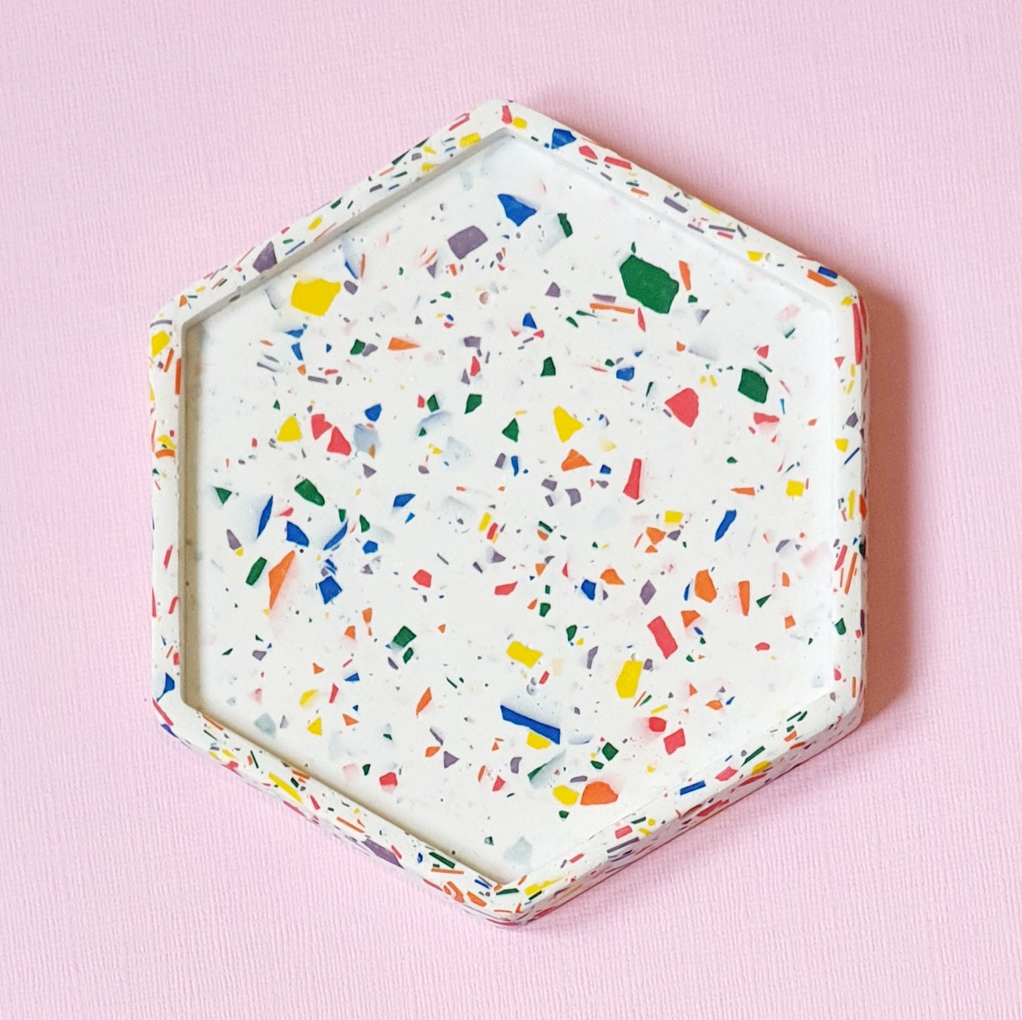 Rainbow Terrazzo Coaster Resin Coaster Handmade Present Etsy