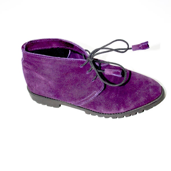 festival boots | vintage purple suede booties | lace up booties | 80's booties | 90's suede boots | vintage boots size 6 | boots size 36