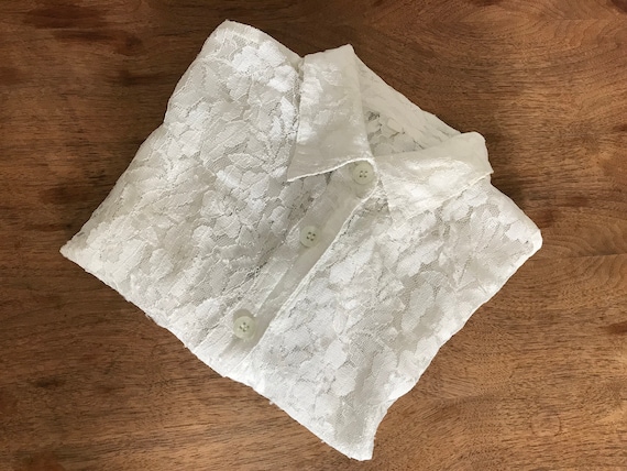 vintage lace blouse | white lace blouse medium | 8