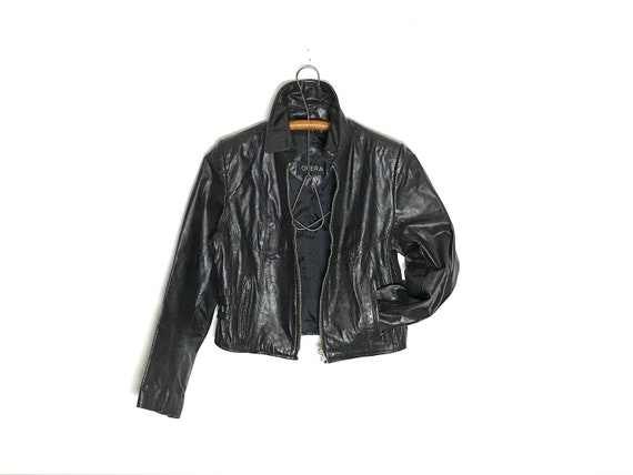 Leather Biker Jacket size small | Black Leather Ja