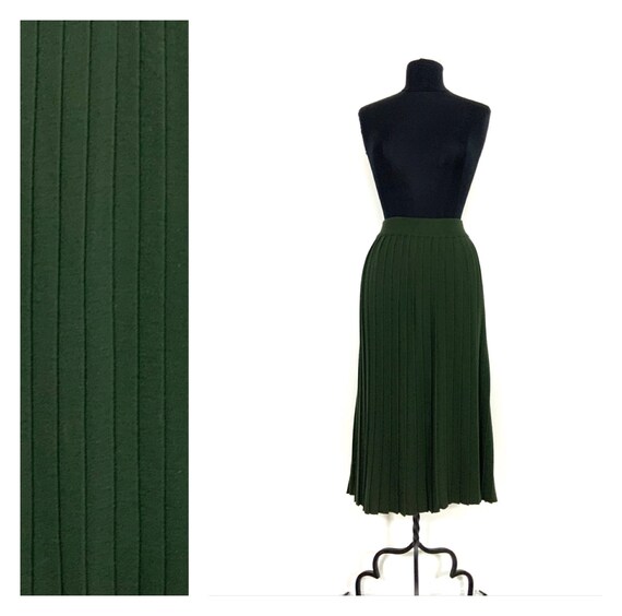 vintage knit pleated skirt midi / wool skirt / vin