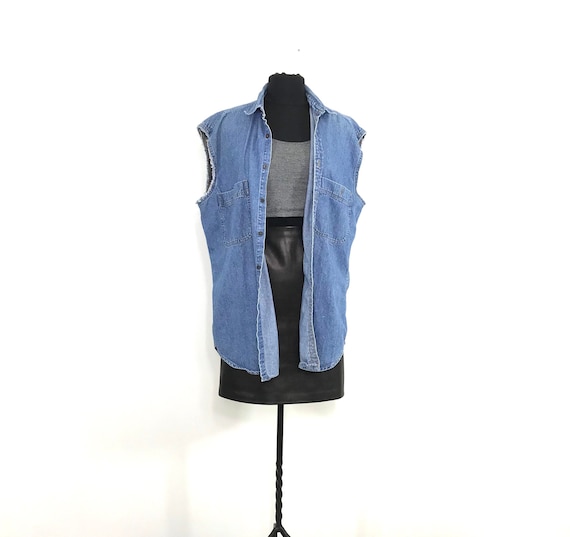 vintage jean shirt | jean shirt size large | sleev