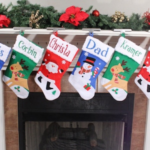 Personalized Fleece Christmas Stockings, Character Christmas Stocking, Custom Holiday Stockings, Christmas Stockings, Personalized