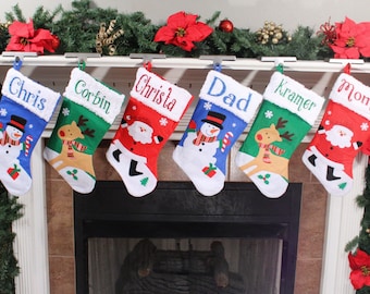 Personalized Fleece Christmas Stockings, Character Christmas Stocking, Custom Holiday Stockings, Christmas Stockings, Personalized