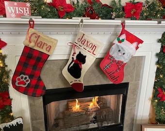 Cat Christmas Stocking, Cat Stocking, Personalized Christmas Stockings, Customized Pet Stocking, Cat Stocking Christmas, Custom Stocking Kid