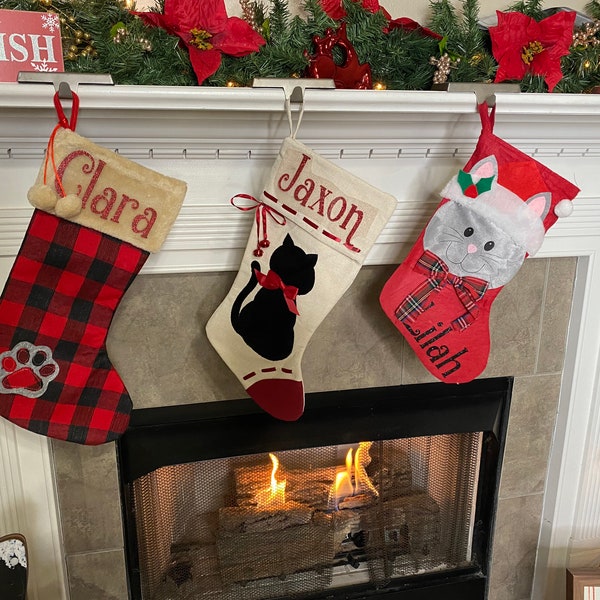 Cat Christmas Stocking, Cat Stocking, Personalized Christmas Stockings, Customized Pet Stocking, Cat Stocking Christmas, Custom Stocking Kid