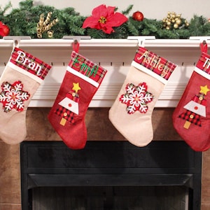 Personalized Plaid Christmas Stocking, Christmas Stocking, Stockings, Stocking, Plaid, Burlap, Rustic