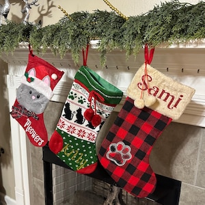 Cat Christmas Stocking, Cat Stocking, Personalized Christmas Stockings, Customized Pet Stocking, Cat Stocking Christmas, Custom Stocking Kid