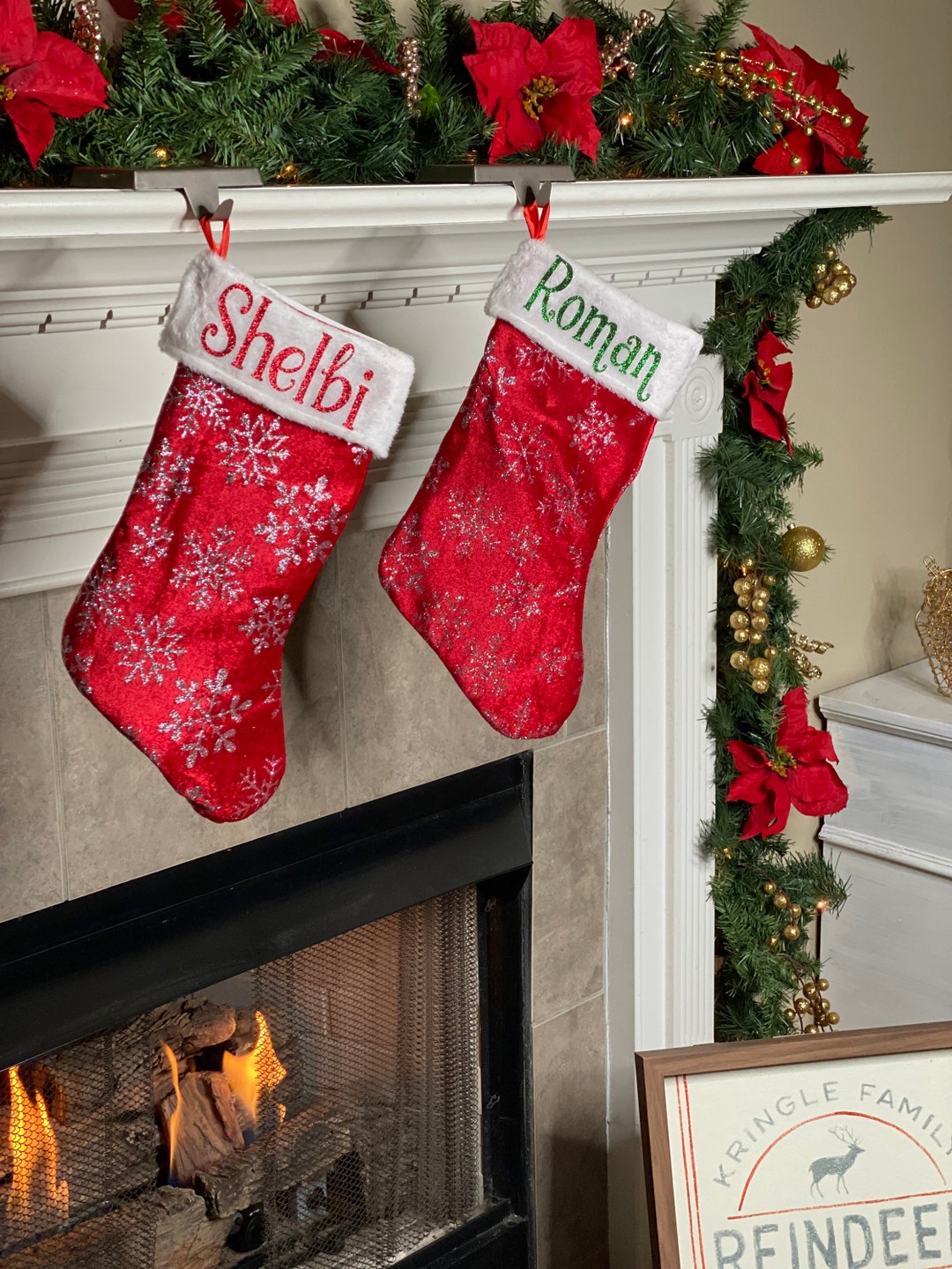 Personalized Christmas Stockings, Snowflake Stocking, Customized