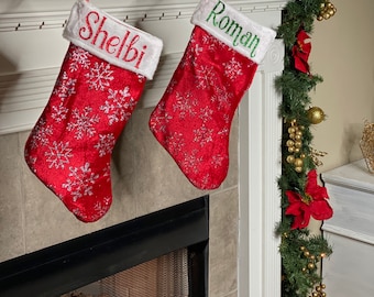 Personalized Christmas Stockings, Snowflake Stocking, Customized Holiday Stockings, Custom Family Christmas Stockings, Matching Stockings